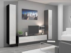 Витрина навесная VIGO Cama 180 Черный Мат / Белый Глянец реальная фотография