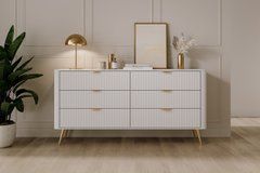 Комод Perfect Home Ланте/Lante с 6 ящиками и золотыми ножками 6S/163 Белый реальная фотография