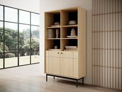 Стеллаж Perfect Home Джапанди / Japandi R104 2-дверный Дуб линеа реальная фотография