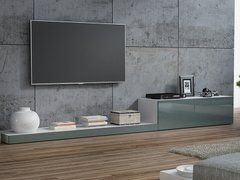 ТВ Тумба LIFE RTV Cama 300 Білий Мат / Сірий Глянець жива фотографія