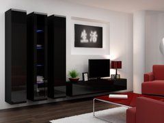 Витрина навесная VIGO Cama 180 Черный Мат / Черный Глянец реальная фотография