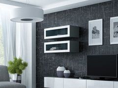 Витрина навесная VIGO Cama 90 Стекло Серый Мат / Белый Глянец реальная фотография