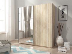 Шкаф-купе Perfect Home Мика II / Mika II 200 2-дверный с зеркалом Дуб сонома реальная фотография