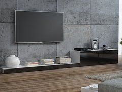 ТВ Тумба LIFE RTV Cama 300 Білий Мат / Чорний Глянець жива фотографія