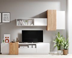 Стінка Perfect Home 3Д / 3D Білий/дуб крафт золотий жива фотографія