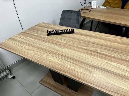 Стол раскладной TORINO B/G Intarsio 140(180)x80 Блэквуд ячменный / Графит реальная фотография