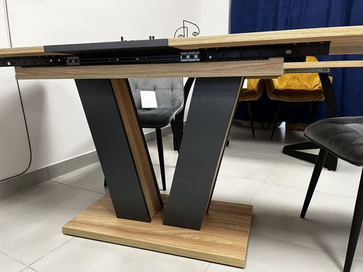 Стол раскладной TORINO B/G Intarsio 140(180)x80 Блэквуд ячменный / Графит реальная фотография
