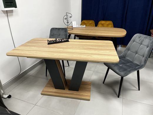 Стол раскладной TORINO B/G Intarsio 140(180)x80 Блэквуд ячменный / Графит реальная фотография