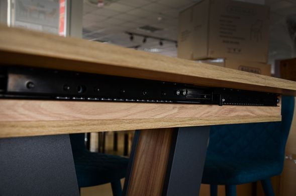 Стол раскладной TORINO B/G Intarsio 140(180)x80 Блэквуд ячменный / Графит реальная фотография