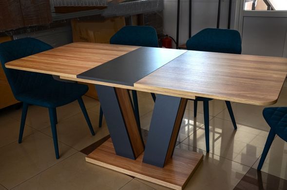 Стол раскладной TORINO B/G Intarsio 140(180)x80 Блэквуд ячменный / Графит реальная фотография