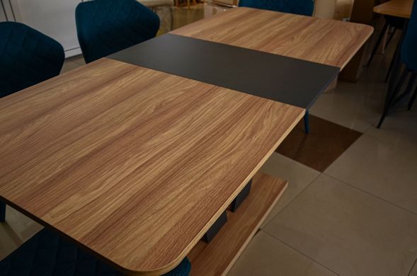 Стол раскладной TORINO B/G Intarsio 140(180)x80 Блэквуд ячменный / Графит реальная фотография