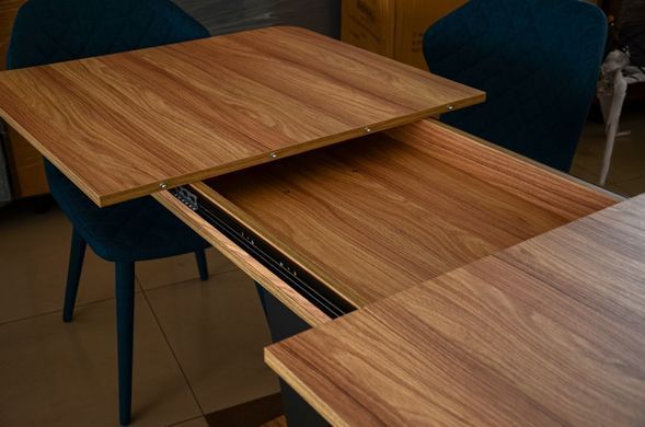 Стол раскладной TORINO B/G Intarsio 140(180)x80 Блэквуд ячменный / Графит реальная фотография