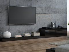 ТВ Тумба LIFE RTV Cama 300 Черный Мат / Черный Глянец реальная фотография