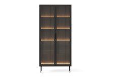 Витрина высокая с подсветкой Perfect Home Луми / Lumi 2D2S/91 2-дверная с 2 ящиками Дуб Дунин реальная фотография