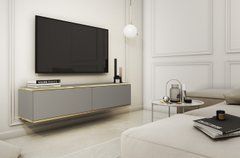 Тумба під телевізор навісна Perfect Home Оро / Oro 2-дверна RTV135 Сірий жива фотографія