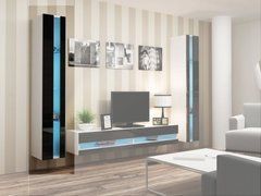 Витрина навесная VIGO Cama 180 New Белый Мат / Черный Глянец реальная фотография