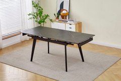 Стол раскладной OSLO CERAMIC Intarsio 120(180)*80 Черный мат Черный реальная фотография
