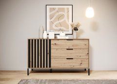 Комод Perfect Home Таллі / Tally 1-дверний з 3 шухлядами 1D3S/138 Дуб артизан/антрацит жива фотографія