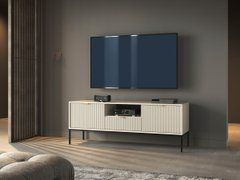 Тумба под телевизор Perfect Home Новая/Nova 2-дверная с 1 ящиком и черными ножками RTV154 Кашемир реальная фотография