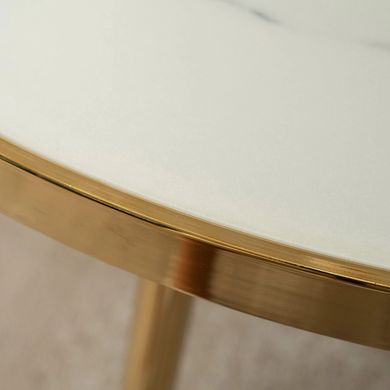 Стіл круглий TINGA MEBEL ELITE 100X100 Білий мармур жива фотографія