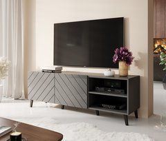 ТВ Тумба ABETO RTV Cama 150 Графіт мат / Графіт глянець жива фотографія