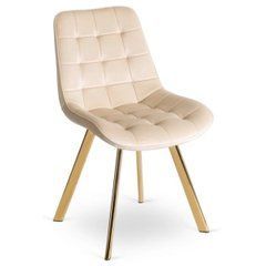 Стілець оксамитовий MEBEL ELITE DEVI, Кремовий / золотий жива фотографія
