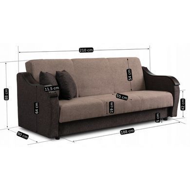 Диван MEBEL ELITE BLOOM 210 см Коричневий