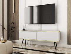 Тумба под телевизор Perfect Home Оро/Oro 2-дверная с черными ножками RTV135 Белый реальная фотография